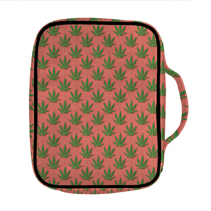 Green And Pink Cannabis Leaf Print Front Pocket Bible Bag