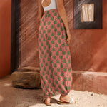 Green And Pink Cannabis Leaf Print Harem Pants