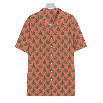 Green And Pink Cannabis Leaf Print Hawaiian Shirt