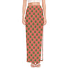 Green And Pink Cannabis Leaf Print High Slit Maxi Skirt