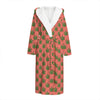 Green And Pink Cannabis Leaf Print Hooded Bathrobe