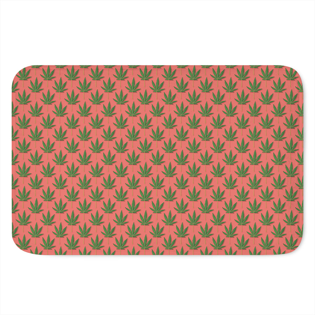 Green And Pink Cannabis Leaf Print Indoor Door Mat