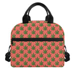 Green And Pink Cannabis Leaf Print Insulated Lunch Bag