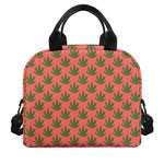 Green And Pink Cannabis Leaf Print Insulated Lunch Bag