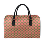 Green And Pink Cannabis Leaf Print Leather Duffle Bag