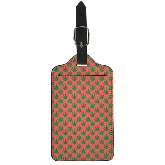 Green And Pink Cannabis Leaf Print Luggage Tag