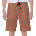 Green And Pink Cannabis Leaf Print Men's Beach Shorts