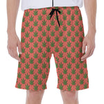 Green And Pink Cannabis Leaf Print Men's Beach Shorts