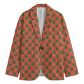 Green And Pink Cannabis Leaf Print Men's Blazer