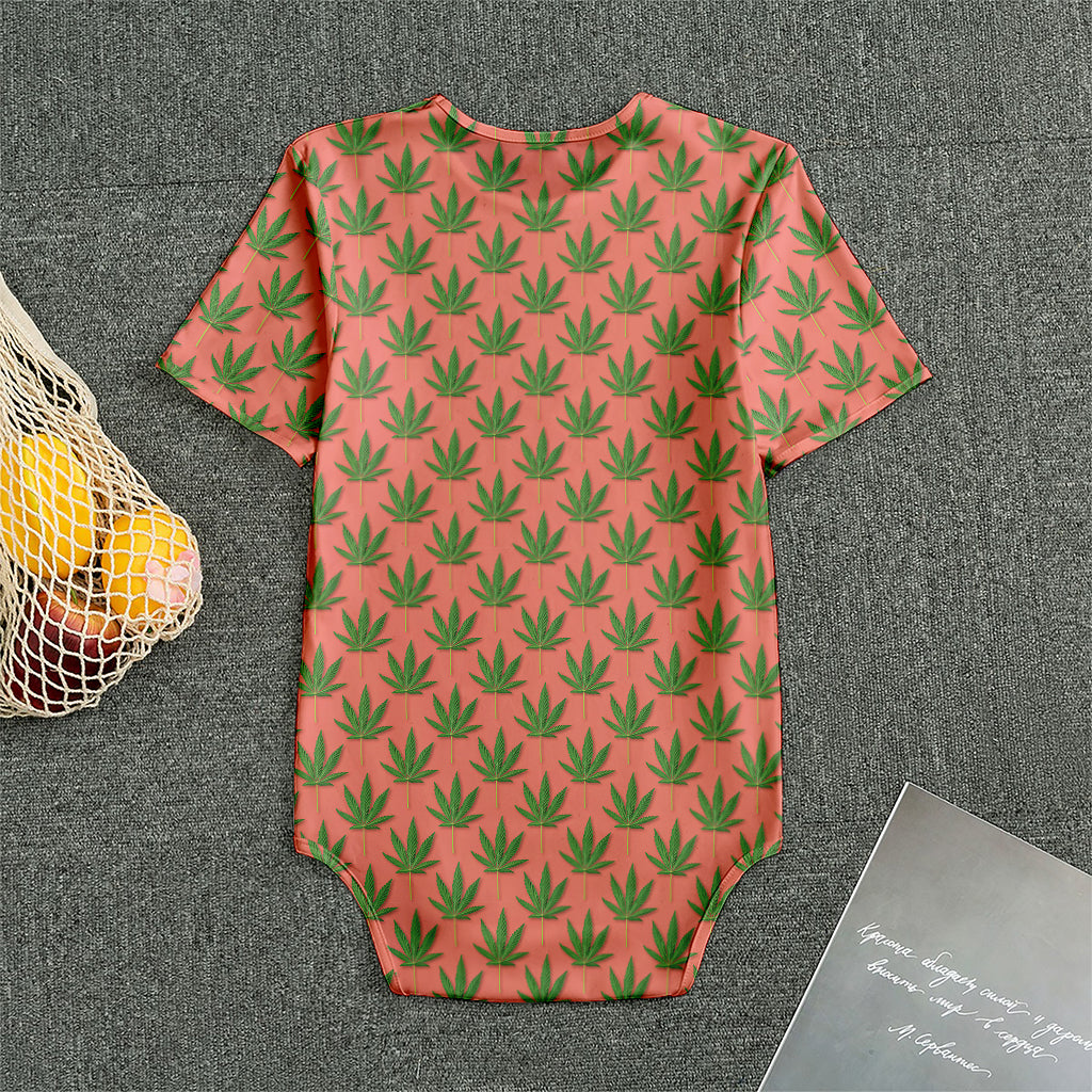 Green And Pink Cannabis Leaf Print Men's Bodysuit