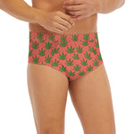 Green And Pink Cannabis Leaf Print Men's Briefs