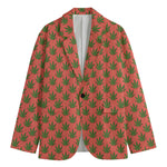 Green And Pink Cannabis Leaf Print Men's Cotton Blazer