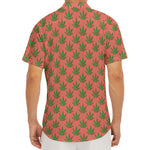 Green And Pink Cannabis Leaf Print Men's Deep V-Neck Shirt