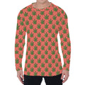 Green And Pink Cannabis Leaf Print Men's Long Sleeve T-Shirt
