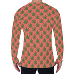 Green And Pink Cannabis Leaf Print Men's Long Sleeve T-Shirt