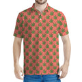 Green And Pink Cannabis Leaf Print Men's Polo Shirt