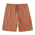 Green And Pink Cannabis Leaf Print Men's Swim Trunks