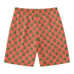 Green And Pink Cannabis Leaf Print Men's Swim Trunks