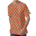 Green And Pink Cannabis Leaf Print Men's Velvet T-Shirt