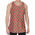Green And Pink Cannabis Leaf Print Men's Velvet Tank Top