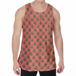 Green And Pink Cannabis Leaf Print Men's Velvet Tank Top