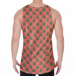 Green And Pink Cannabis Leaf Print Men's Velvet Tank Top