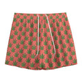 Green And Pink Cannabis Leaf Print Mesh Shorts