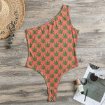 Green And Pink Cannabis Leaf Print One Shoulder Bodysuit