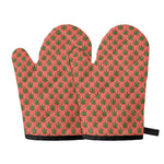 Green And Pink Cannabis Leaf Print Oven Mitts