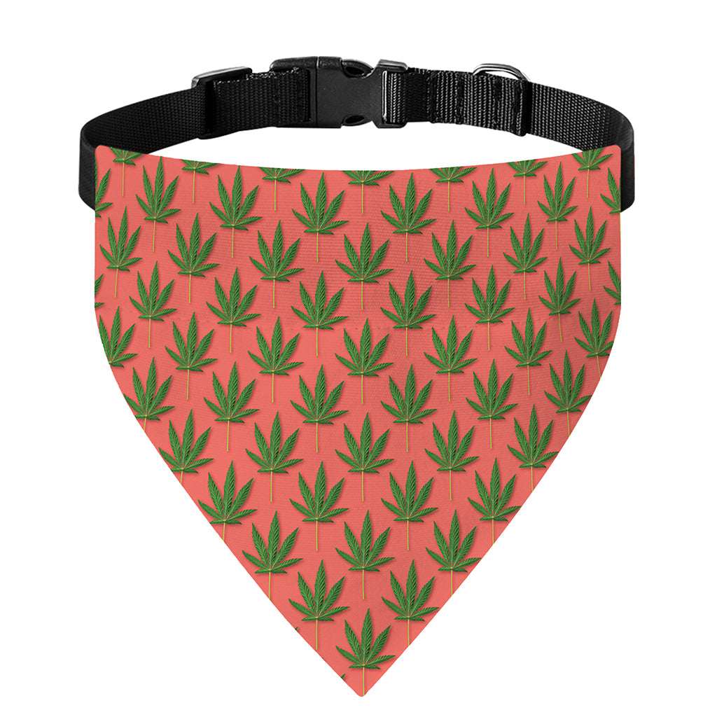 Green And Pink Cannabis Leaf Print Over The Collar Dog Bandana