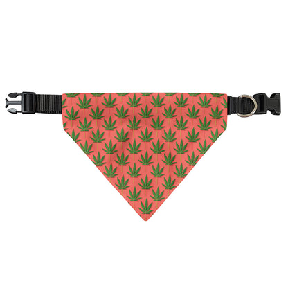 Green And Pink Cannabis Leaf Print Over The Collar Dog Bandana