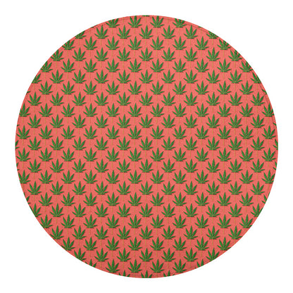 Green And Pink Cannabis Leaf Print Round Blanket