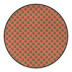 Green And Pink Cannabis Leaf Print Round Floor Mat
