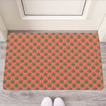 Green And Pink Cannabis Leaf Print Rubber Doormat