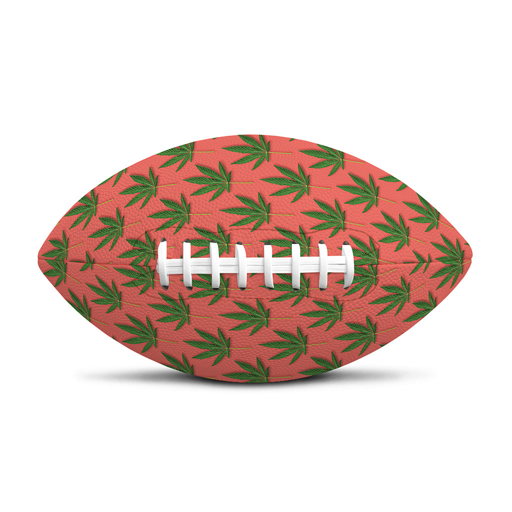 Green And Pink Cannabis Leaf Print Rugby Ball