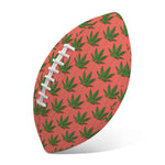 Green And Pink Cannabis Leaf Print Rugby Ball