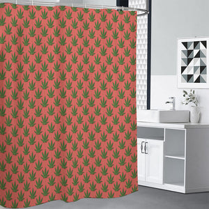 Green And Pink Cannabis Leaf Print Shower Curtain