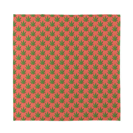 Green And Pink Cannabis Leaf Print Silk Bandana