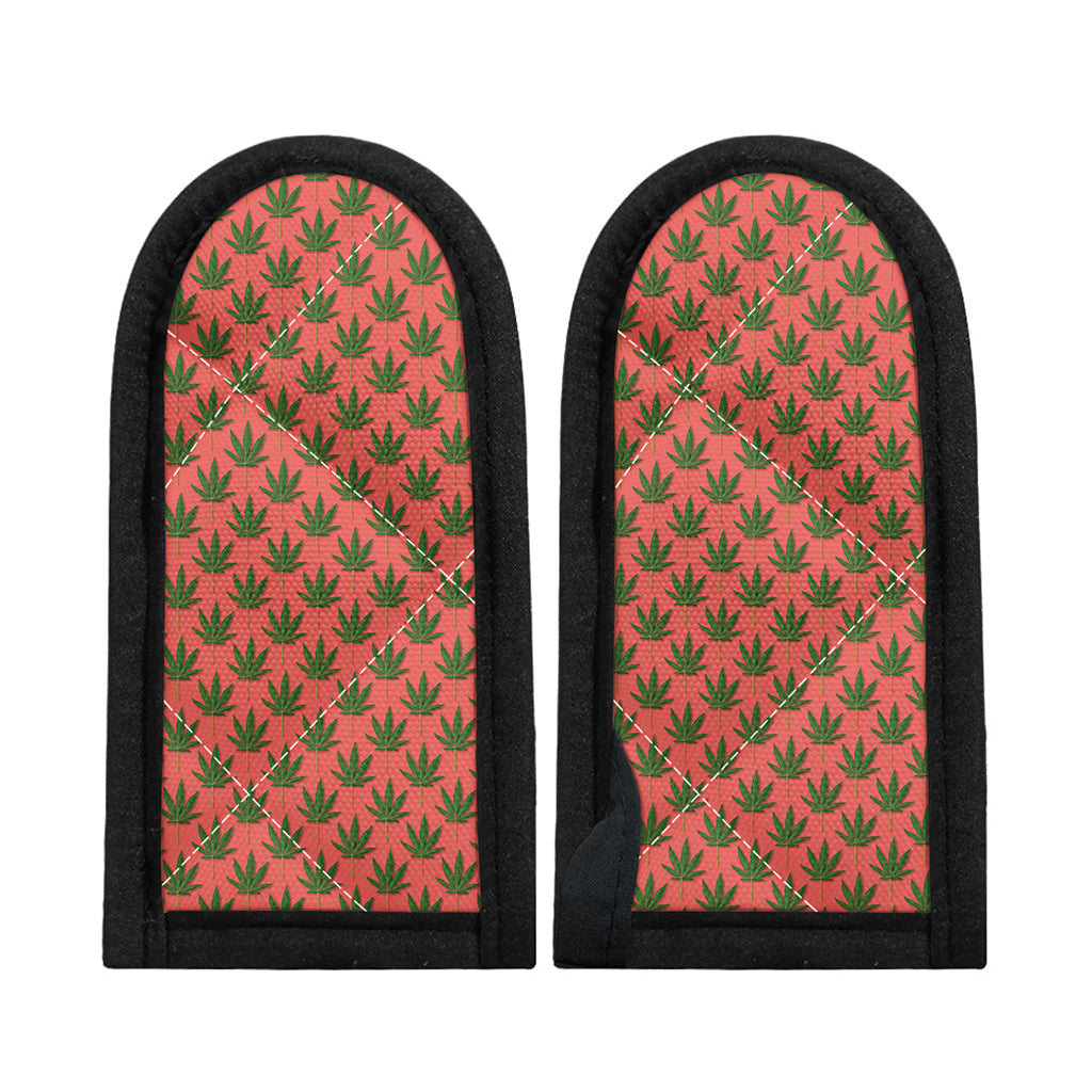 Green And Pink Cannabis Leaf Print Skillet Handle Cover