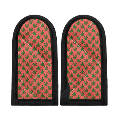 Green And Pink Cannabis Leaf Print Skillet Handle Cover
