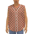 Green And Pink Cannabis Leaf Print Sleeveless Baseball Jersey