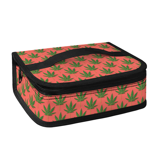 Green And Pink Cannabis Leaf Print Small Lunch Bag