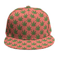 Green And Pink Cannabis Leaf Print Snapback Cap