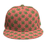 Green And Pink Cannabis Leaf Print Snapback Cap