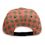 Green And Pink Cannabis Leaf Print Snapback Cap