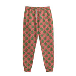 Green And Pink Cannabis Leaf Print Sweatpants