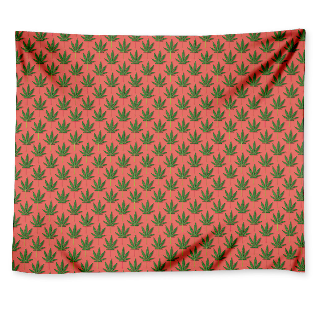 Green And Pink Cannabis Leaf Print Tapestry