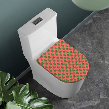 Green And Pink Cannabis Leaf Print Toilet Lid Cover