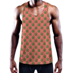 Green And Pink Cannabis Leaf Print Training Tank Top