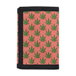 Green And Pink Cannabis Leaf Print Trifold Wallet